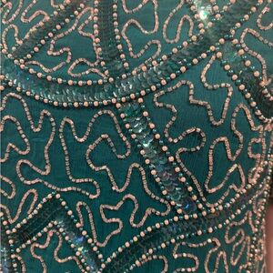 Teal Beaded Sequin Embellished Dress